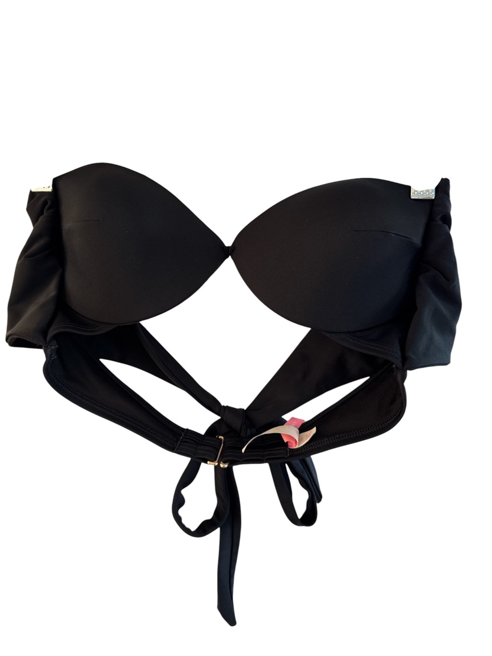 Victoria's Secret Black Strapless Push-Up Bikini Top with Tie Back
